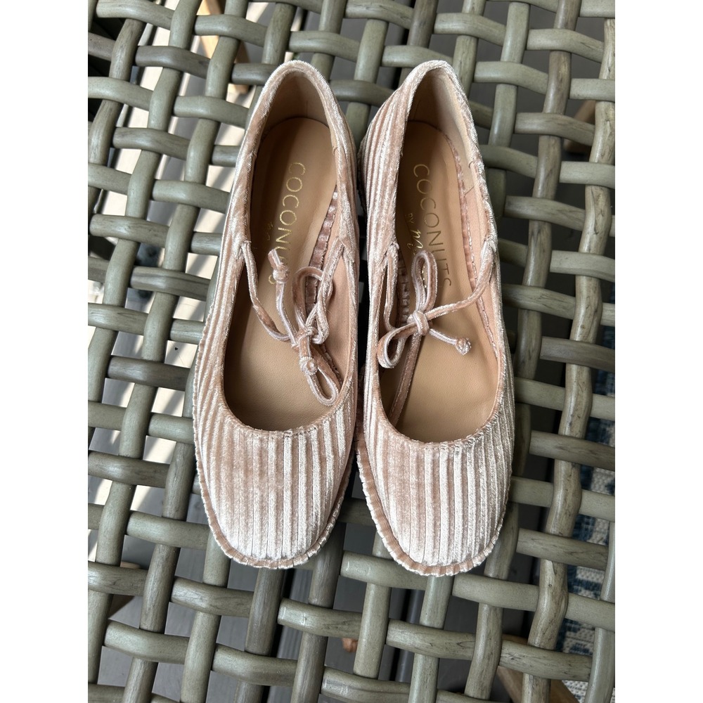 NEW Coconuts by Matisse Gerry Ballet Flats Velvet‎ Tan Ribbon Tie Size 7 - Picture 4 of 10